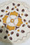 Cloth fabric round placemats doilies 80s style design set of 4 another view of a yellow one front