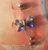 Blue Butterfly design belly ring body jewelry 316L Surgical Steel New Old Stock last close up