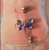 Blue Butterfly design belly ring body jewelry 316L Surgical Steel New Old Stock last picture shown away a bit
