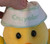 Close up of face and hat shown