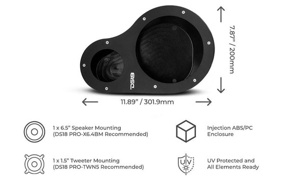 DS18 Audio 2-Way Universal Kick Panel Pod UTVS0066118