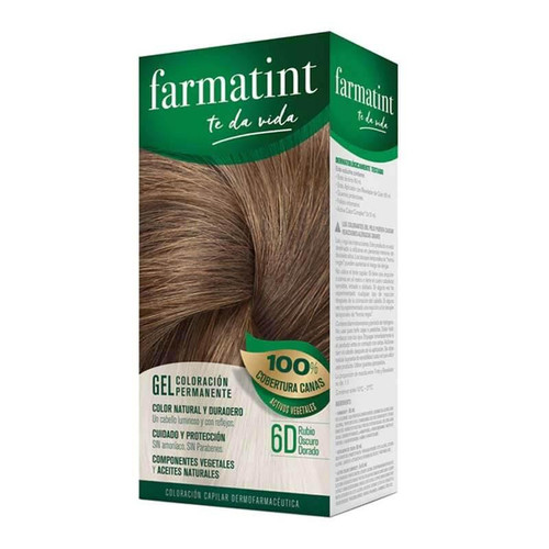 Farmatint 6d rubio oscuro dorado gel coloración permanente