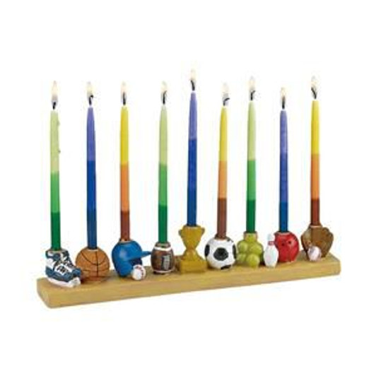 Sports Menorah, Hand Painted Resin Sports Menorah, Hand Painted Resin