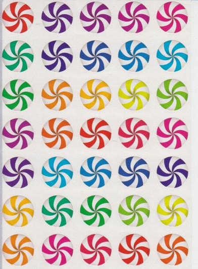 Colorful Pinwheel Stickers 0.7"  - 1 Sheet
