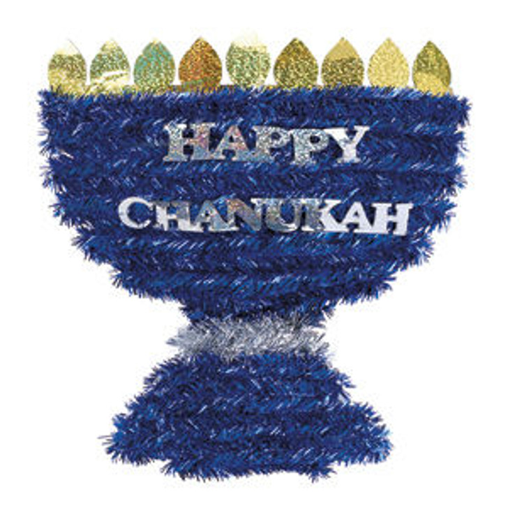 Chanukah Menorah Shaped Tinsel Decoration