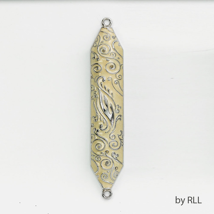 "Swirls" Enameled Mezuzah, Ivory