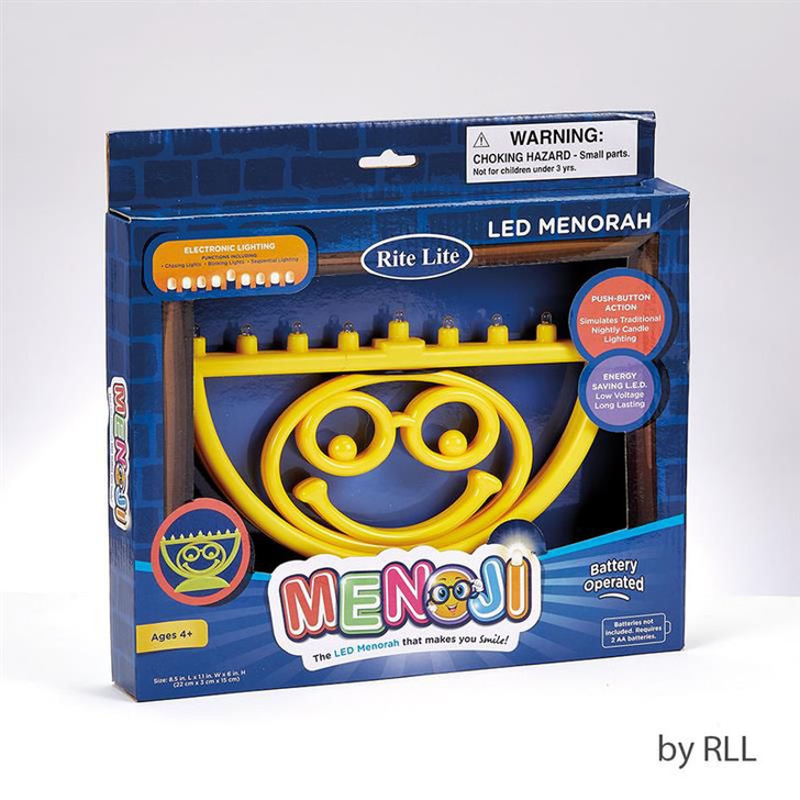 "MENOJI" - Battery Operated LED Menorah in Yellow