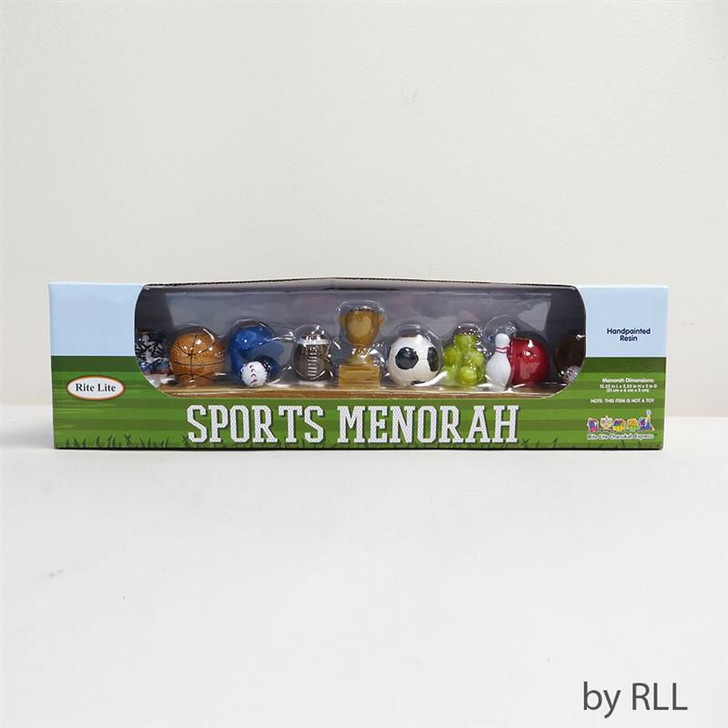 Sports Menorah, Hand Painted Resin