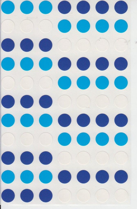 Smaller Blue & White Dots Stickers 0.3"" - 1 Sheet