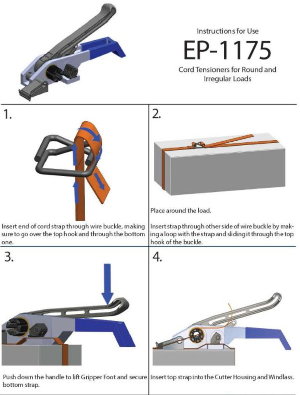 Premium Polypropylene and Cord Strapping Windlass Pusher Tensioner 1/2