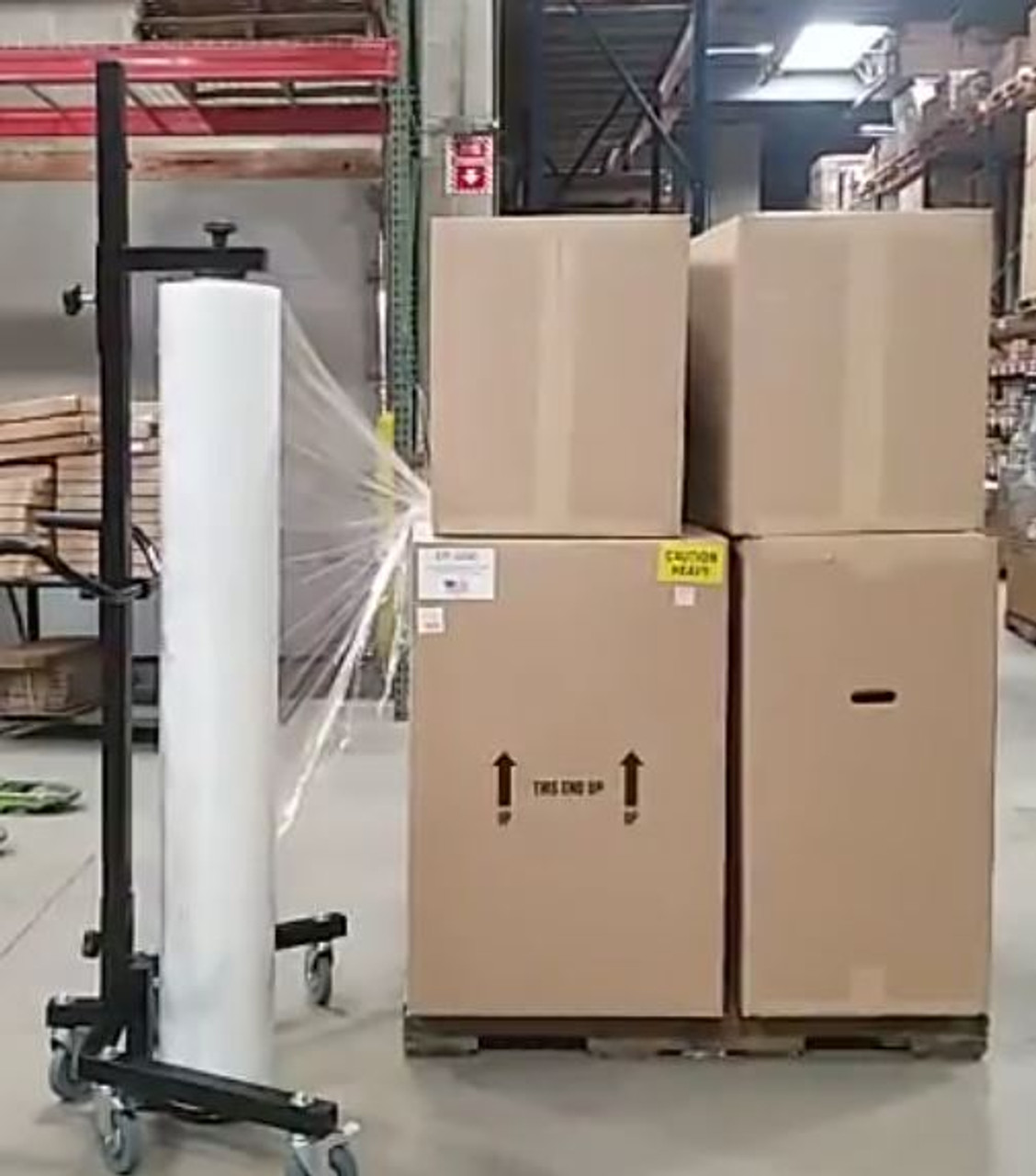 Full Pallet Stretch Wrap Dispenser Mobile Pallet Wrapper w/ Casters