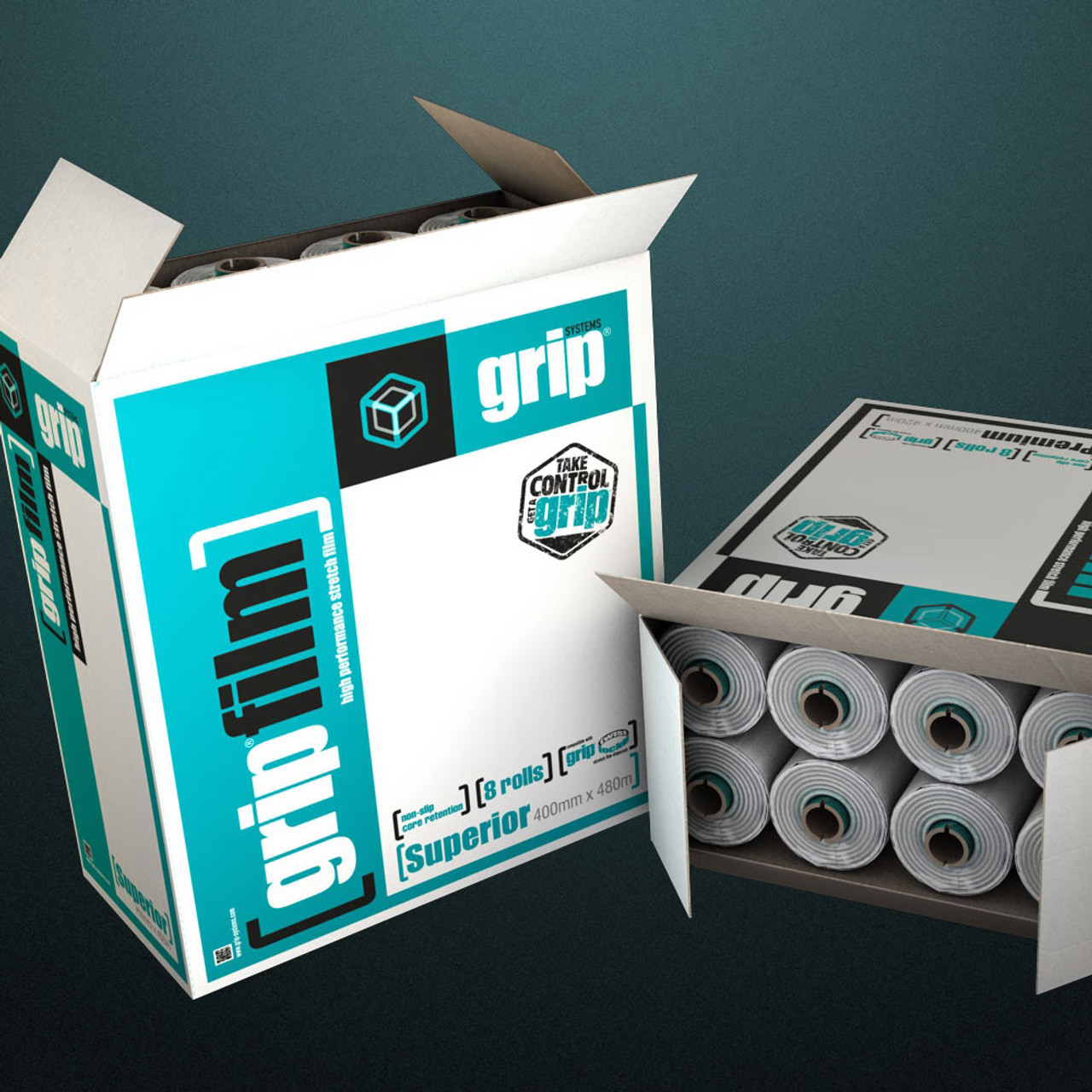 16x1600' Grip® Superior Self-Gripping Pre-Stretched Wrap 8 Rolls/CS (Works  with #Y21202 Dispenser)