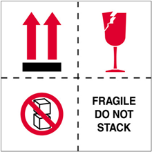 4" x 4" "Fragile Do Not Stack" International SafeHandling Labels