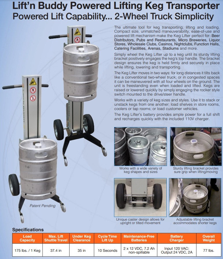 Lift'n Buddy Keg Lifter Battery Operated Hand Truck Dolly