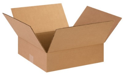 14" x 14" x 4" (ECT-32) Flat Kraft Corrugated Cardboard Shipping Boxes