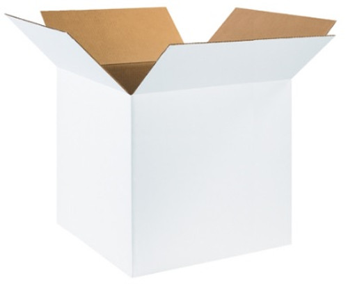 20" x 20" x 20" (ECT-32) White Corrugated Cardboard Shipping Boxes