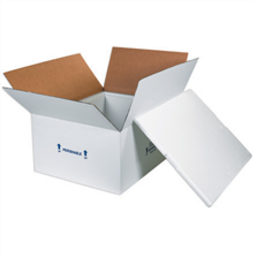26" x 19 3/4" x 10 1/2" Insulated Shipping Kits. EPS Foam Container with Lid & 200#/ECT-32 White Corrugated Cardboard Carton.