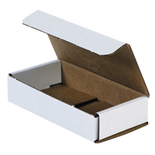 6 1/2" x 3 1/4" x 1 1/4" (ECT-32-B) White Corrugated Cardboard Mailers