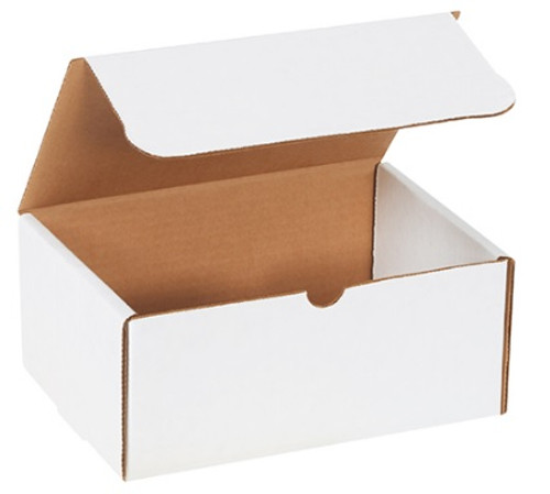 9" x 6 1/4" x 4" (200#/ECT-32-B) White Literature Corrugated Cardboard Mailers