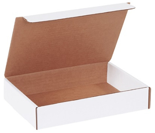 9" x 6 1/2" x 1 3/4" (200#/ECT-32-B) White Literature Corrugated Cardboard Mailers