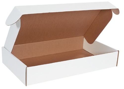 24" x 14" x 4" (200#/ECT-32-B) White Deluxe Literature Corrugated Cardboard Mailers