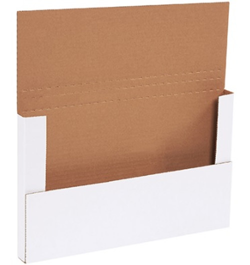 14 1/8" x 8 5/8" x 1" (200#/ECT-32-B) White Corrugated Cardboard Easy-Fold Mailers