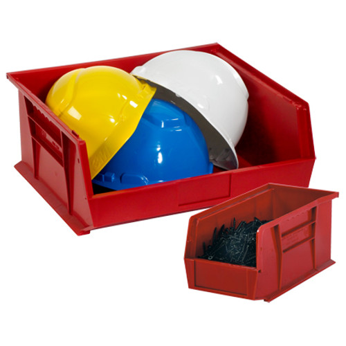 14 3/4" x 5 1/2" x 5" Red Plastic Stack & Hang Bin Boxes - Fits 14 3/4" Shelf