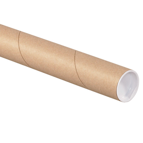 2.5" x 15" Kraft Mailing Brown Shipping Tubes with End Caps
