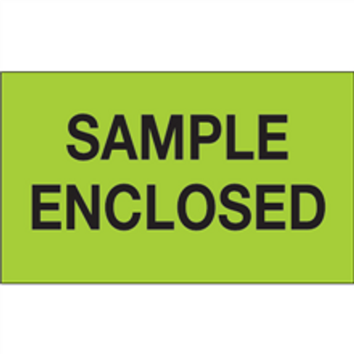 "Sample Enclosed" (Fluorescent Green) Shipping and Handling Labels