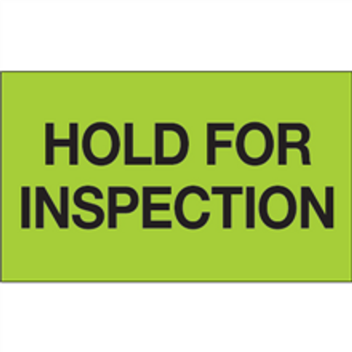 "Hold For Inspection" (Fluorescent Green) Shipping and Handling Labels
