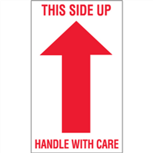 "This Side Up - Handle With Care"  Arrow Shipping and Handling Labels