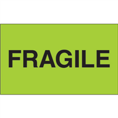 "Fragile" (Fluorescent Green) Shipping and Handling Labels