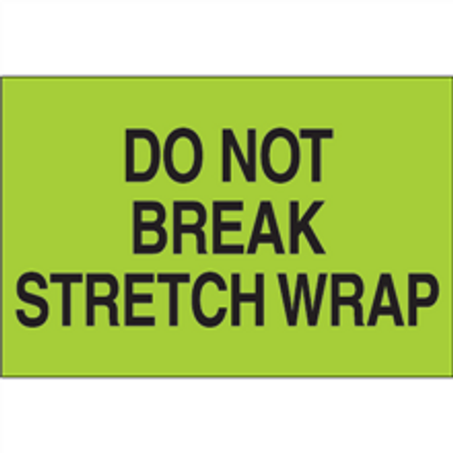 "Do Not Break Stretch Wrap" (Fluorescent Green) Shipping and Handling Labels