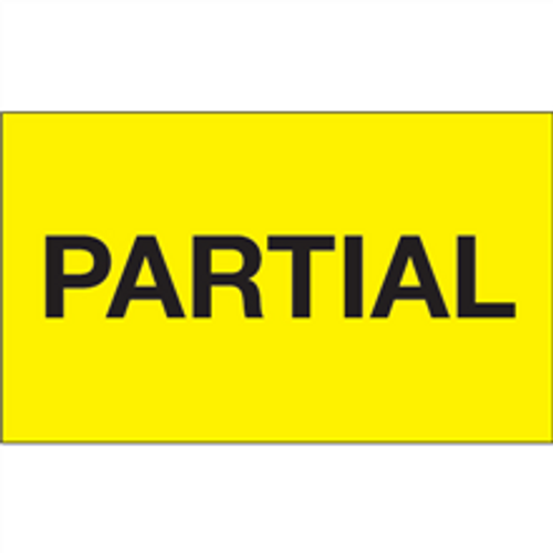 "Partial" (Fluorescent Yellow) Shipping and Handling Labels