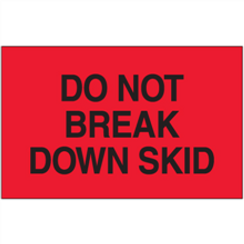 "Do Not Break Down Skid"  (Fluorescent Red) Shipping and Handling Labels