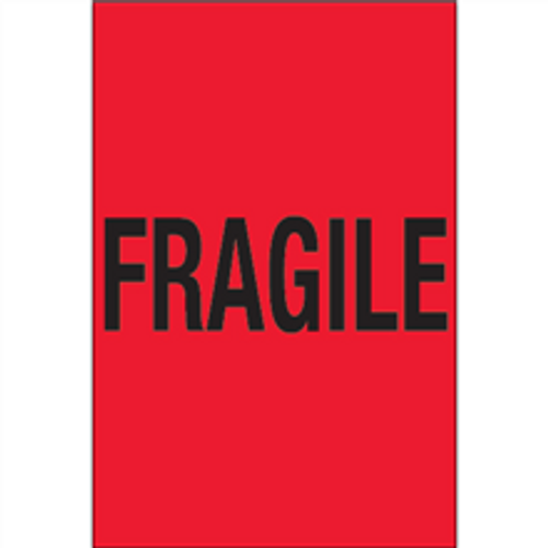 "Fragile" (Fluorescent Red) Shipping and Handling Labels