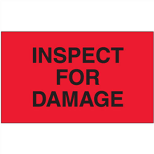 "Inspect For Damage" (Fluorescent Red) Production Labels