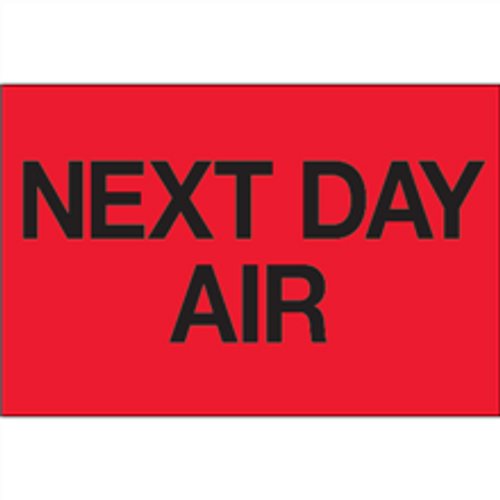 "Next Day Air" (Fluorescent Red) Shipping Labels