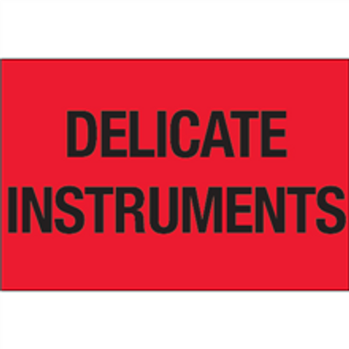 "Delicate Instruments" (Fluorescent Red) Shipping Labels