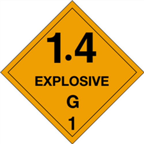 "1.4 - Explosive - G 1" D.O.T. Hazard Labels