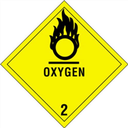 "Oxygen - 2" D.O.T. Hazard Labels