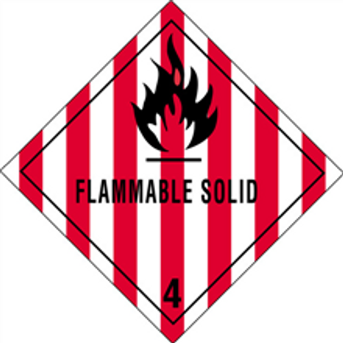 "Flammable Solid - 4" D.O.T. Hazard Labels