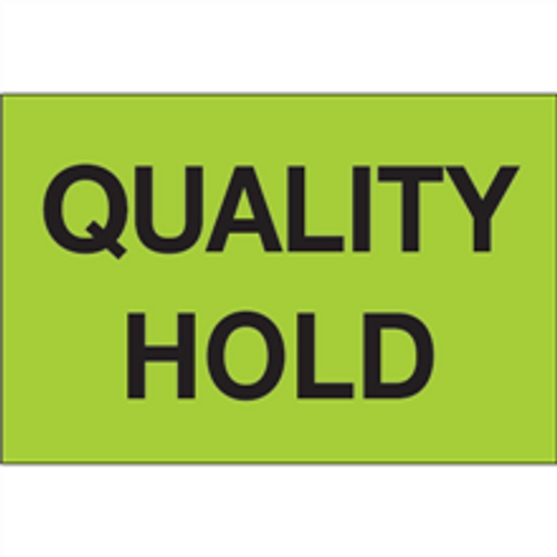 "Quality Hold" (Fluorescent Green) Pre-Printed Inventory Control Labels Roll / 500