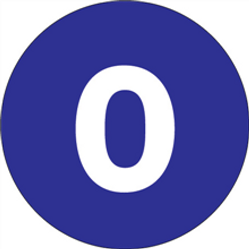 2" Circle - "0" (Dark Blue) Inventory Number Labels