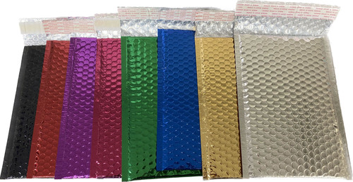 Metallic Self Seal Bubble Mailers Envelopes. Black, Blue, Fuchsia, Gold, Green, Purple, Red and Silver Foil Blingvelopes
