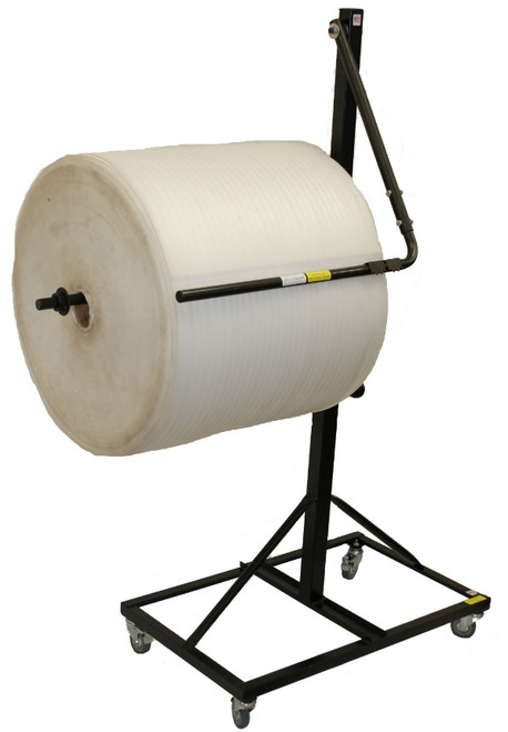 36" Telescoping Single Arm Bubble Cushioning Wrap Foam Roll & Protective Paper Floor Unit Dispenser w/ Casters & Tear Tag