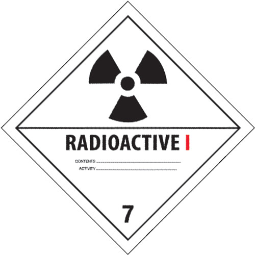 "Radioactive I" D.O.T. Hazard Labels