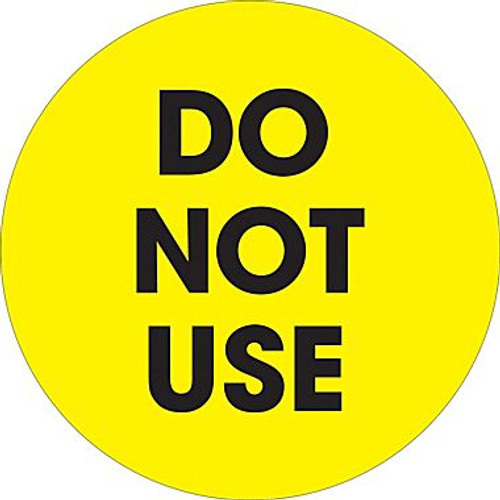 2" Circle - "Do Not Use" Fluorescent Yellow Pre-Printed Inventory Control Labels