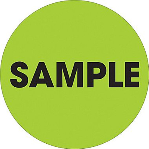 2" Circle - "Sample" Fluorescent Green Pre-Printed Inventory Control Labels