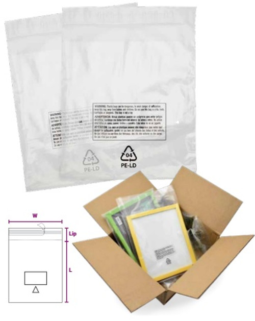 14 x 20 Suffocation Warning Poly Bags, 1.5 Mil  Resealable Poly Bags with Suffocation Warning